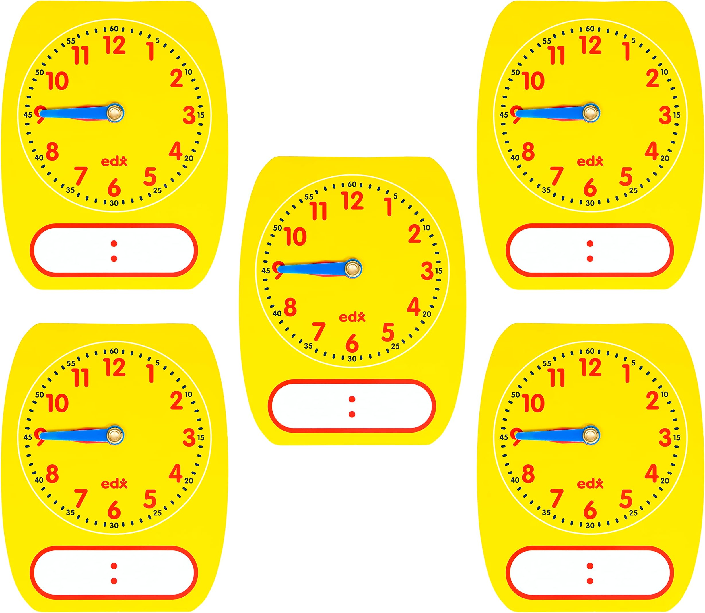 LEARNING ADVANTAGE-25615 edx Education Write-On/Wipe-Off Clock Dials - Set of 5