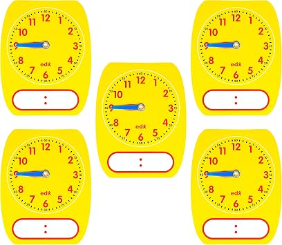 edxeducation Write-On Wipe-Off Clock Dials, Set of 5