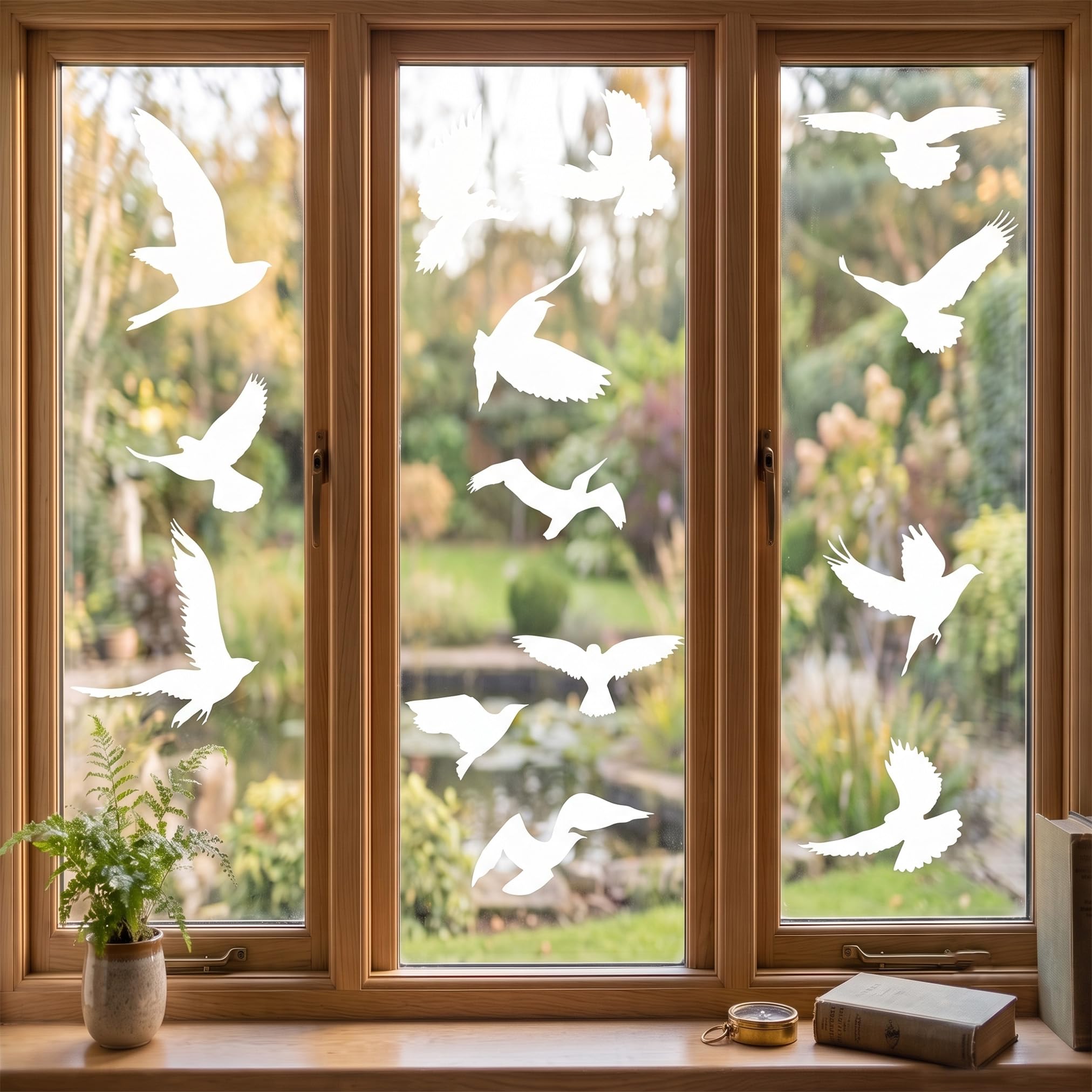 20 Pieces Large Size Anti-Collision Window Bird Stickers Clings Shape Window Sticker Alert Bird Window Decals for Preventing People and Bird Strikes on Window Glass Party Accessory White