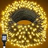 Minetom 50 Ft 1000 LED Cluster Lights Christmas Tree Lights Outdoor Christmas Firecrackers String Light, 12 Modes Timer Remote Waterproof Plug in Twinkle Light for Xmas Tree Party, Red Green & White