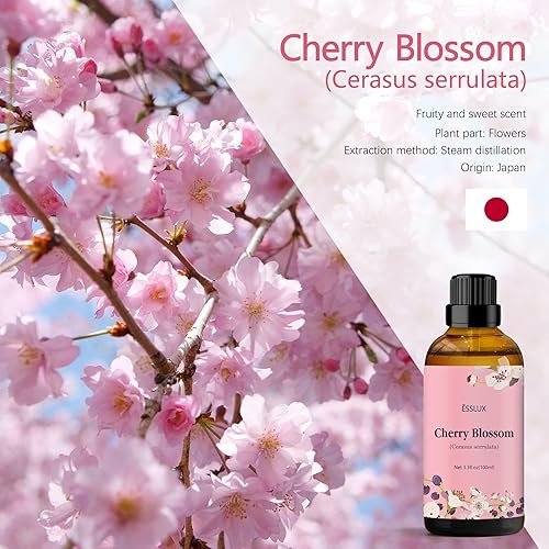 Miniatura 2 de Aceite esencial de flor de cerezo 3.4 fl oz, aceites de aromaterapia de ESSLUX para difusor, masaje, jabón, fabricación de velas, perfume