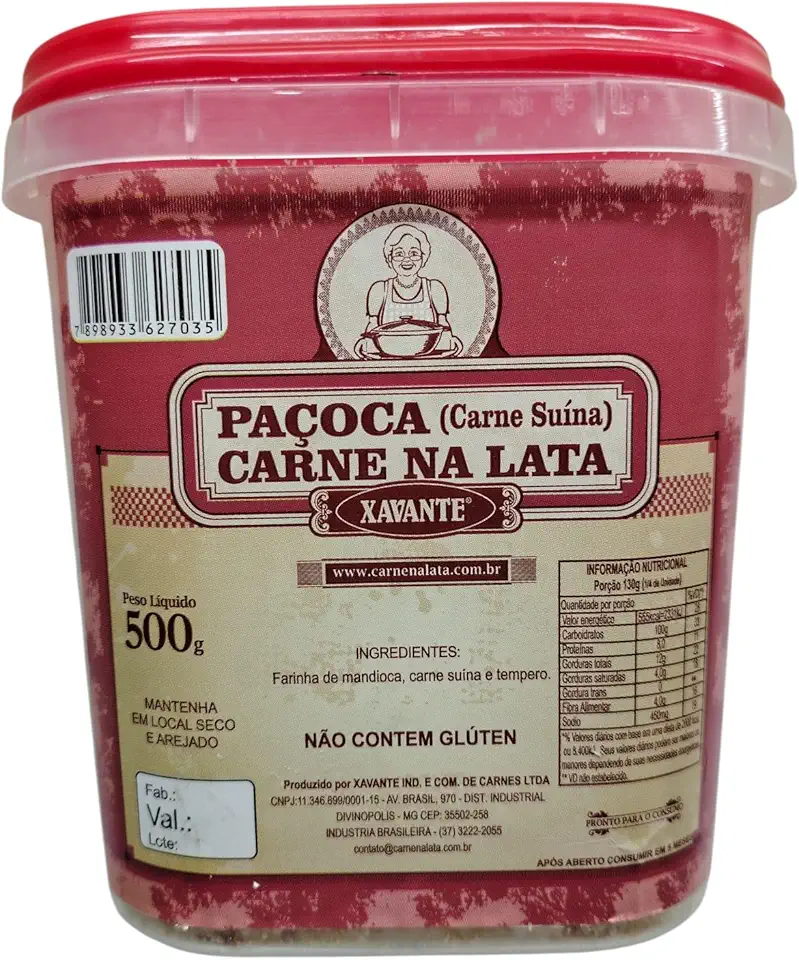 Paçoca Carne na Lata 500 grs Xavante Farofa Temperada