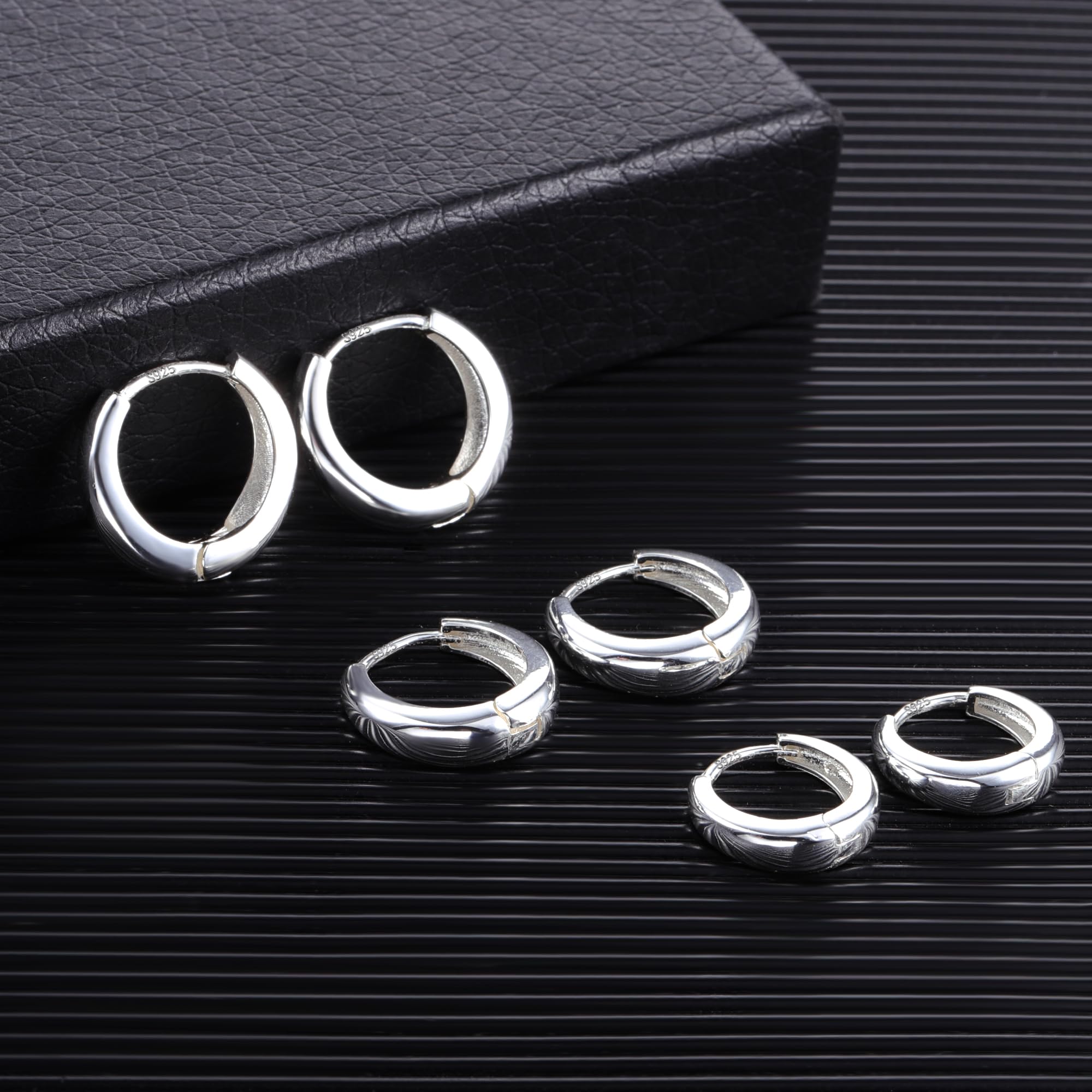 ALEXCRAFT 4 Paia Orecchini a Cerchio Argento 925 in Oro 14K/Oro Ipoallergenici per Fori Multipli con Confezione