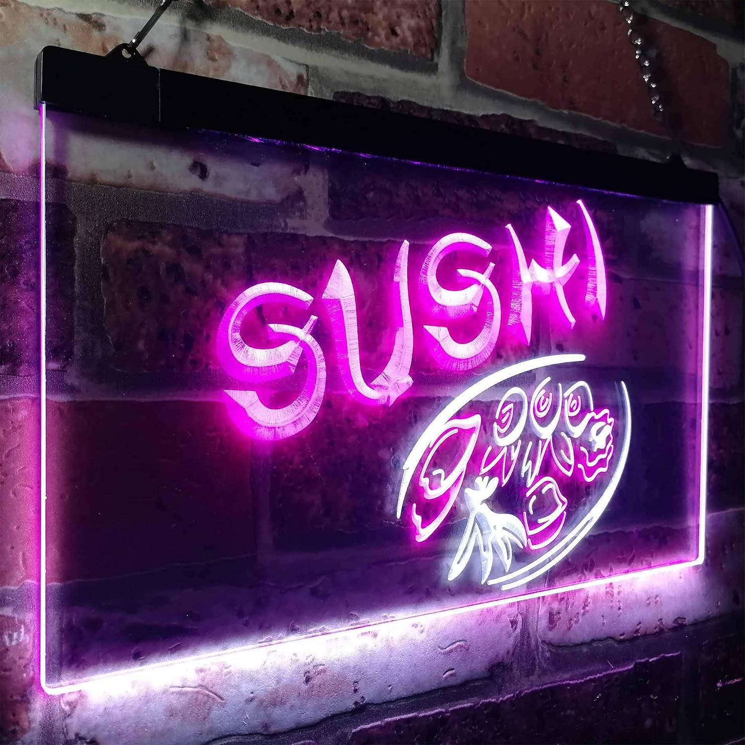 ADVPRO Sushi Japanese Food Restaurant Dual Color LED Neon Sign White & Purple 24" x 16" st6s64-s0008-wp