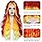 WECAN Red Orange Yellow Wig 28 Inches Long Wavy Synthetic Hair Replacement for Women - Halloween Cosplay Daily Party Heat-Resistant Fiber