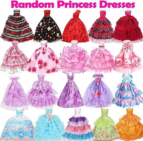 Miniatura 5 de Accessories 22 Paquete de 50 ropa y accesorios hechos a mano para muñecas incluye 5 vestidos de novia 5 vestidos de moda 4 faldas de tobillo 3 tops