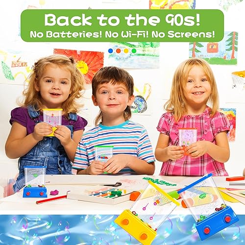 Miniatura 5 de Juegos de agua de mano de 4 piezas, mesa de agua de playa, anillo de agua, juguetes pequeños, mini juego de pasatiempo retro de arcade, juegos