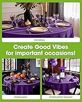 Vista 4 de Pureegg Paquete de 10 manteles de plástico desechables, manteles redondos de 84 pulgadas, decoraciones de fiesta de Halloween, decoración de verano