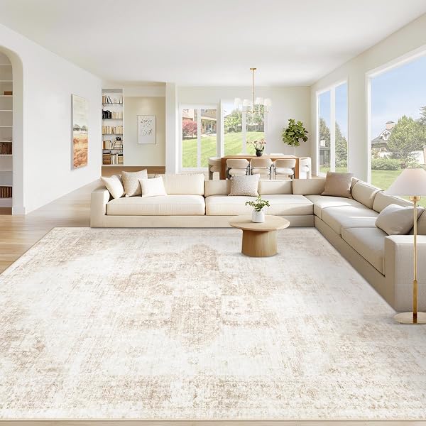 Cloud-Soft Beige Boho Medallion Rug