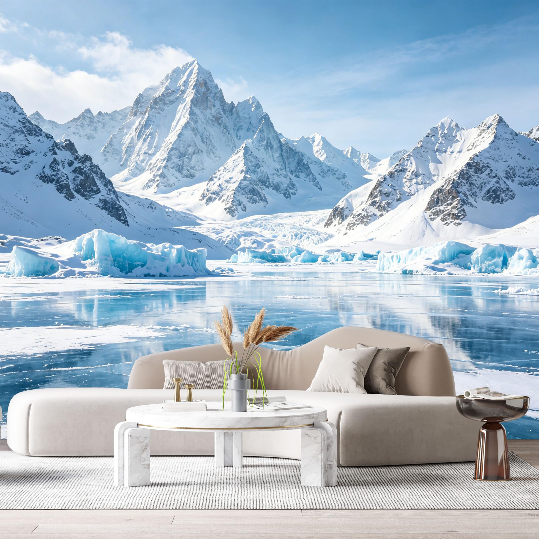 Custom Size Wall Murals Frozen Mountain Landscape Ice Lake Glacier Peaks SelfAdhesive Wall Fabric Removable Large Wallpaper for Photo Living Room