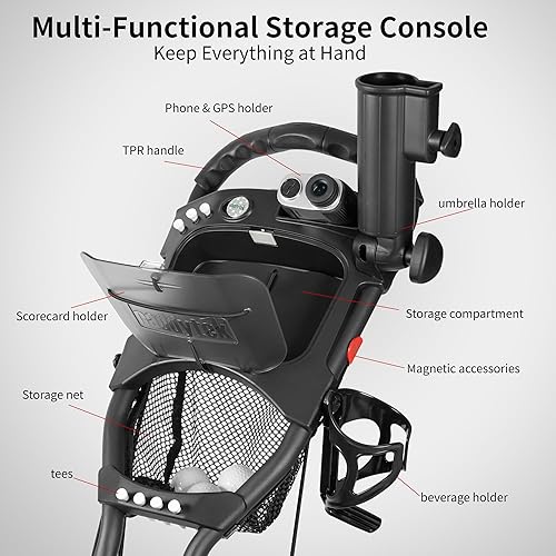 Miniatura 4 de Caddytek CaddyLite ONE-Swivel V8 - Carrito de golf plegable de 3 ruedas con un clic, ligero, con una rueda delantera giratoria de 360°, mango