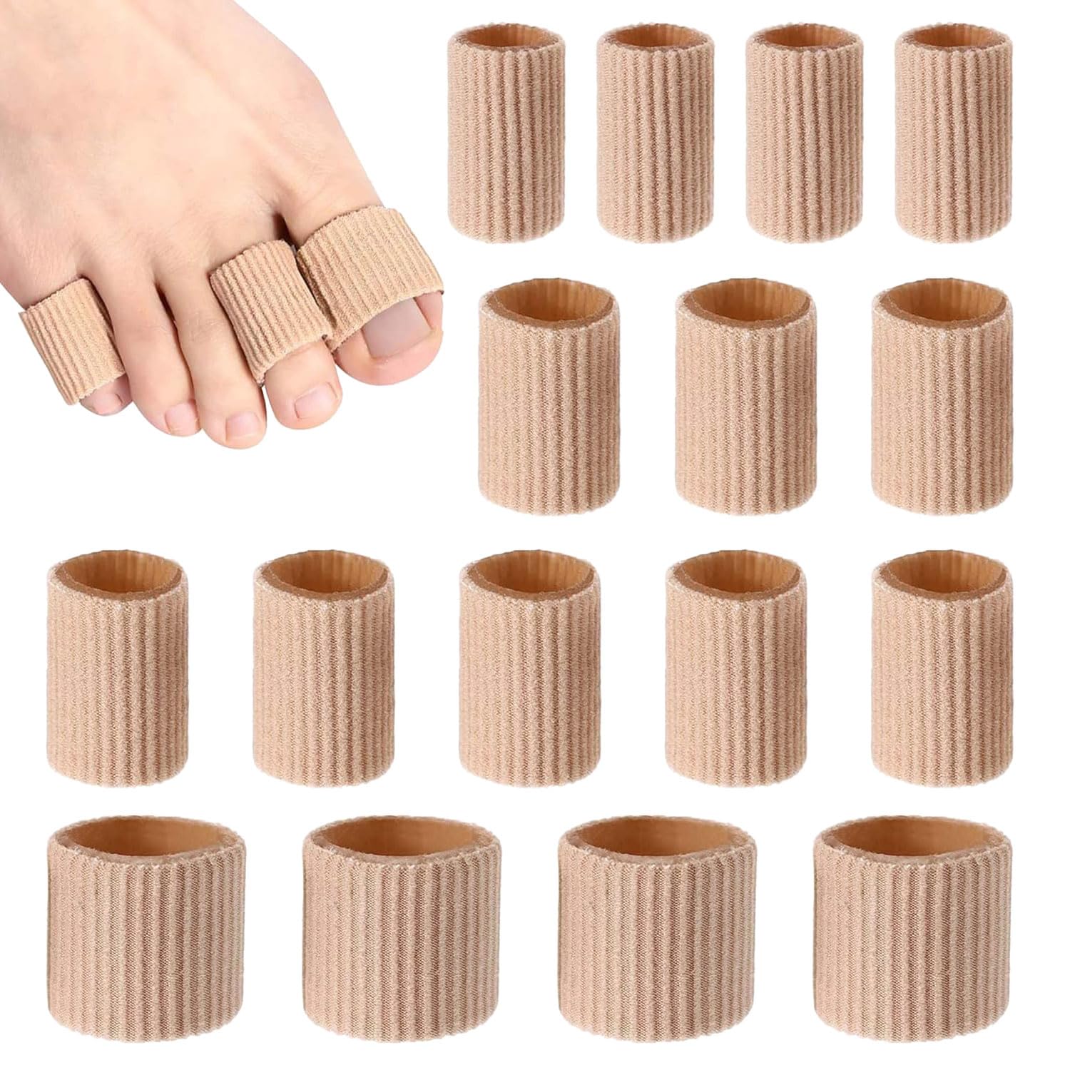 Cybersnc 16 Pieces Toe Tubes 1.18 Inches Cushion Tube Corn Pads for Toes Sleeves Soft Gel Protectors for Cushions Corns Blisters Calluses 3 Size (Large x 4, Medium x 8, Small x 4)-image-12