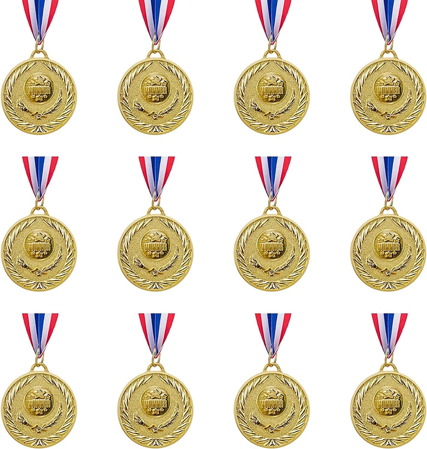 Abaokai48 Pieces Gold Award Medals Winner Medals Gold Prizes for Sports, Competitions, Party, Spelling Bees, Olympic Style, 2 Inches