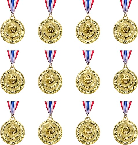 Abaokai Medallas de oro de 48 piezas para deportes, competiciones, fiestas, abejas de ortografía, estilo olímpico, 2 pulgadas
