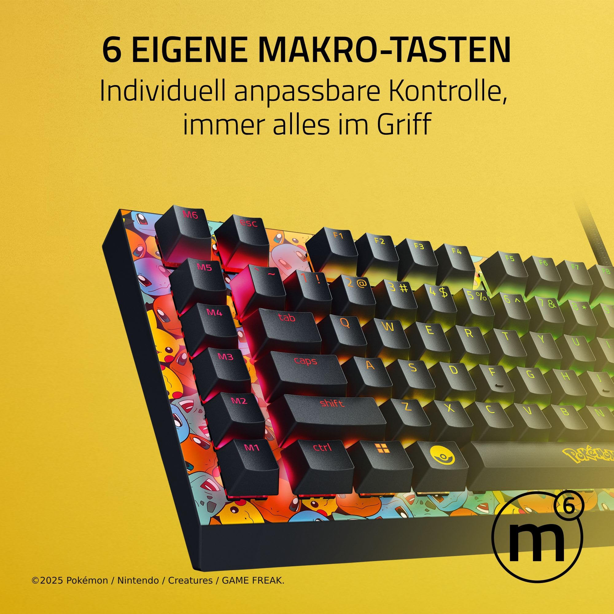 Razer BlackWidow V4 X Pokémon Edition - Mechanische Gaming-Tastatur - Chroma RGB - grüne Clicky Switches - 6 dedizierte Makro-Tasten - Doubleshot-ABS-Tastenkappen - QWERTY US-Layout | Pokémon Kanto