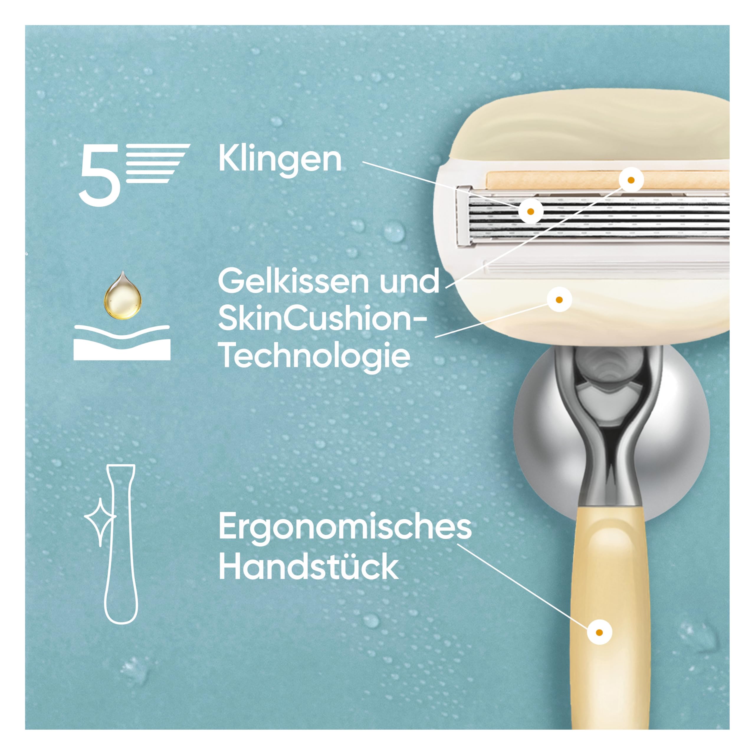 Gillette Venus ComfortGlow Rasierklingen Damen — 6 ORIGINAL Ersatzklingen mit einem Hauch von Aloe Vera für Damenrasierer, Für die Haut empfohlen, Nassrasierer für Damen