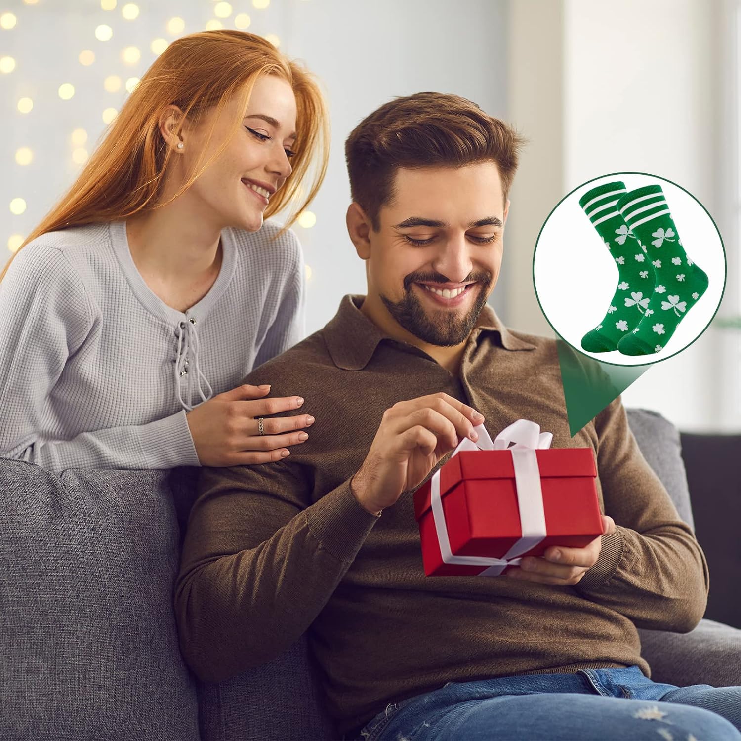 OBUSATT 2 Pairs St .Patricks Day Socks Bulk Men Shamrock Novelty Cotton Socks Irish Crew Dress Decorations for Women Men Gift Parade Costume Accessories - Image 6