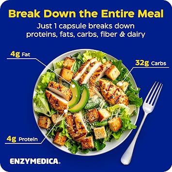 Enzymedica Digest Basic - Digestive Enzyme Supplement for Women & Men, Enzyme Capsules for Digestion, Gut Health Support, Helps Gas & Bloating, Energy Support, For Sensitive Stomachs, Vegan - 30 Caps