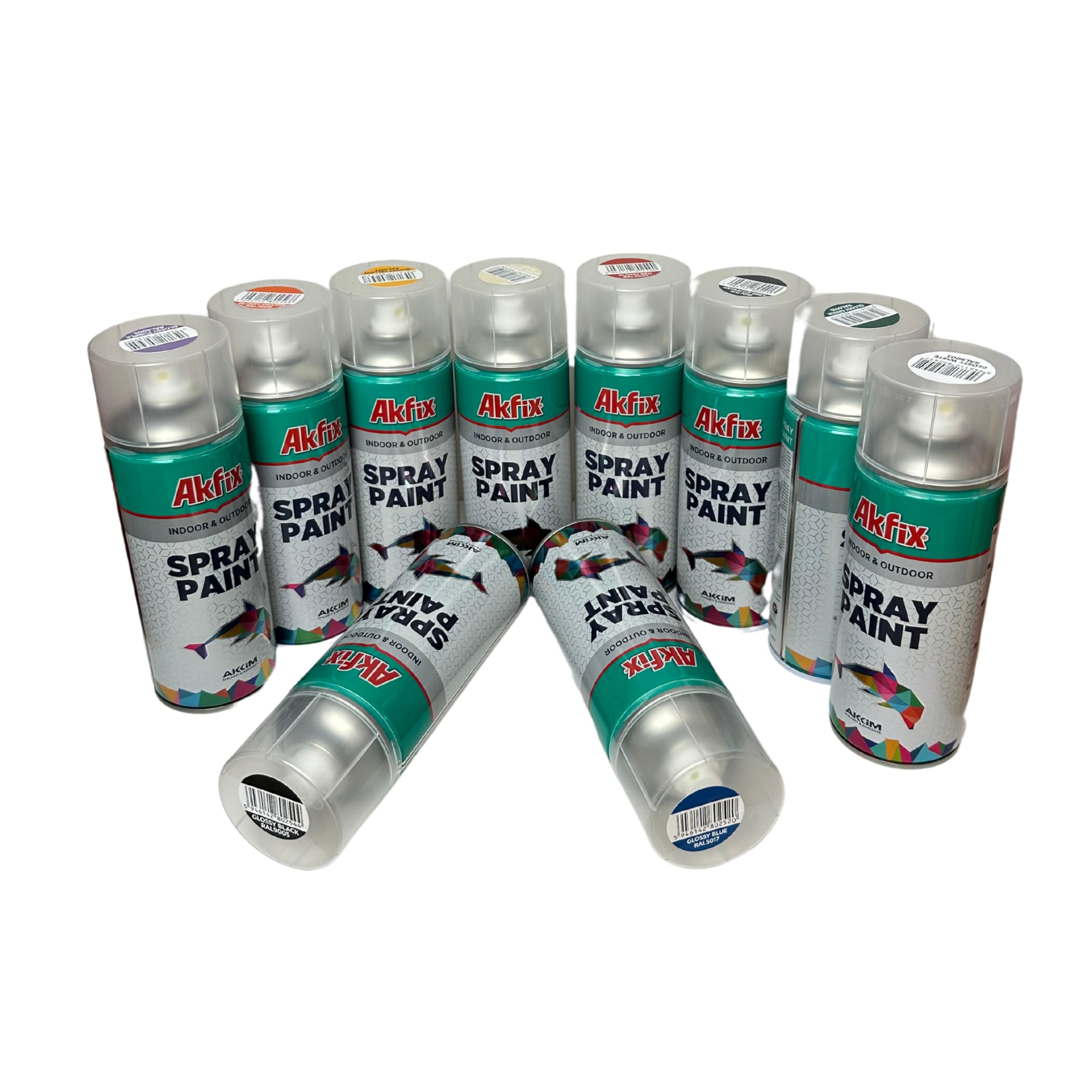 SÜDOR Set di 12 bombolette spray da 200 ml ad asciugatura rapida per graffiti e decorazioni. Nero, Bianco, Blu, Verde, Rosso, Giallo, Viola