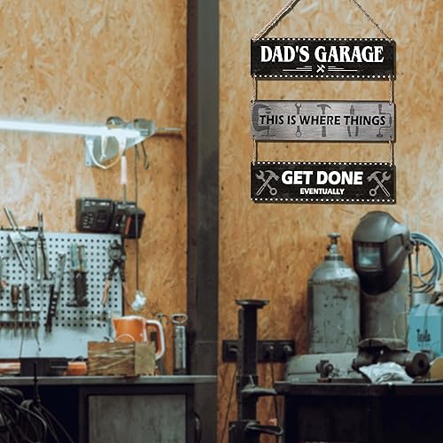 Miniatura 5 de Placa rústica de madera con texto en inglés "This Is Where Things Get Done Eventually", de 11.8 x 3.2 pulgadas cada una, perfecta para el día del