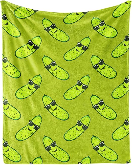 Pickle Throw Blanket for Teen - 50x60 Inches Throw Size - Soft Fluffy Cozy Blankets Gift - Green Funny Blanket Throws for Living Room Decorative