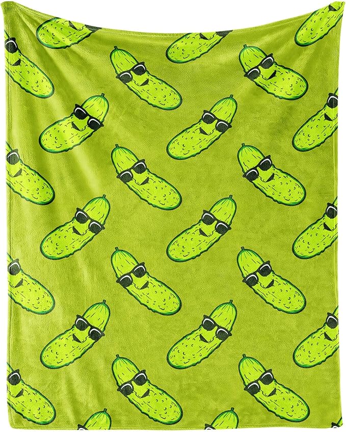 Pickle Throw Blanket for Teen - 50x60 Inches Throw Size - Soft Fluffy Cozy Blankets Gift - Green Funny Blanket Throws for Living Room Decorative