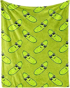 Pickle Throw Blanket for Teen - 50x60 Inches Throw Size - Soft Fluffy Cozy Blankets Gift - Green Funny Blanket Throws for Living Room Decorative