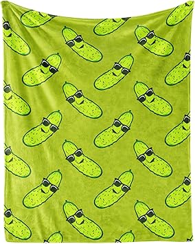 Pickle Throw Blanket for Teen - 50x60 Inches Throw Size - Soft Fluffy Cozy Blankets Gift - Green Funny Blanket Throws for Living Room Decorative