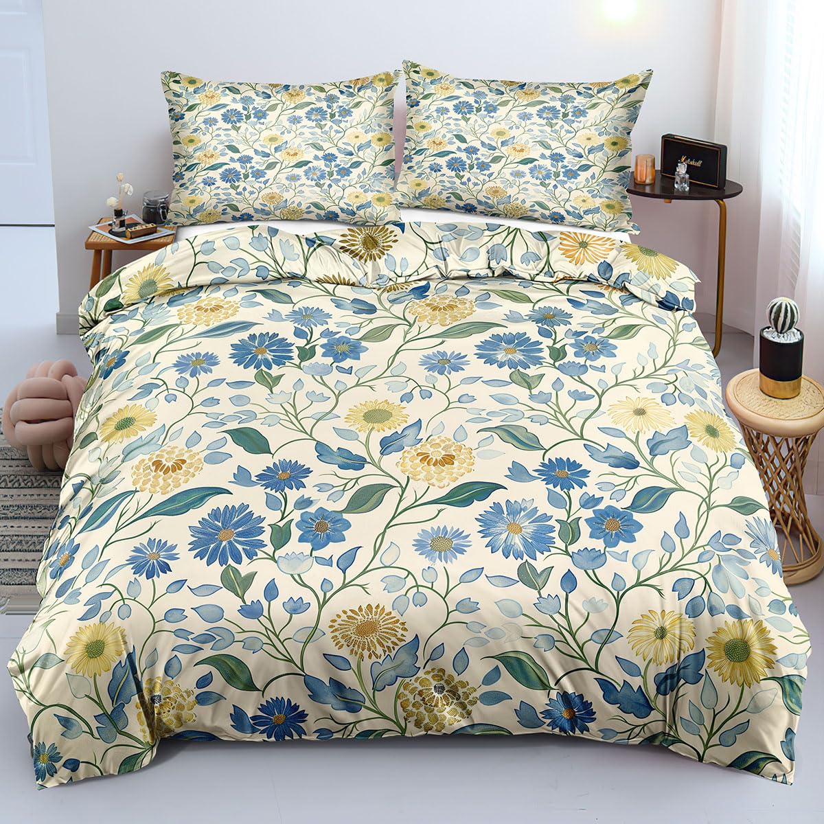 Housse de couette 200x200 rustique chic finie la literie terne avec ce motif floral