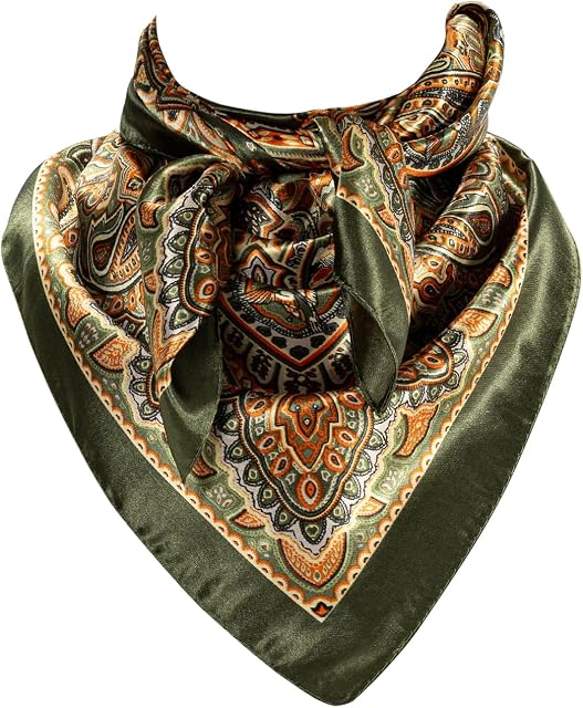Bandanas for Men Women Western Foulard Cowboy Silk Paisley 35 Inch Head Scarf Oversize Neckchief