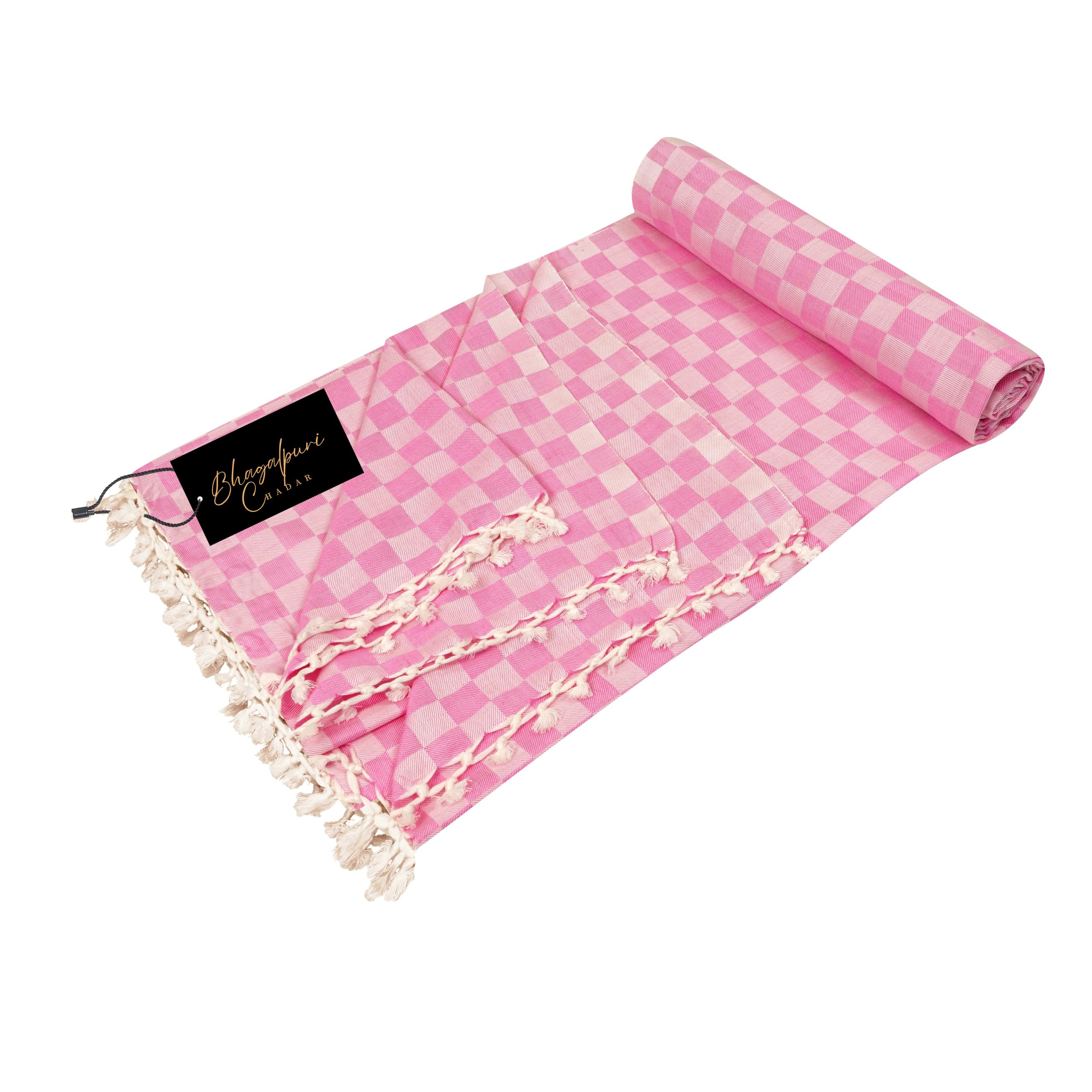 Bhagalpuri Chadar Extra Soft Dull Chadar AC Comforter/Andi Large Size (260 * 137 cm / 8.5 * 4.5 feet) 550gm, Cotton, 3D Chequered Pink-image-46