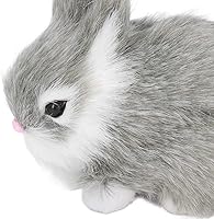 Vista 6 de Figura de conejo de peluche en miniatura, figura suave de conejo de felpa de plástico para decoración de mesa, regalos (gris)