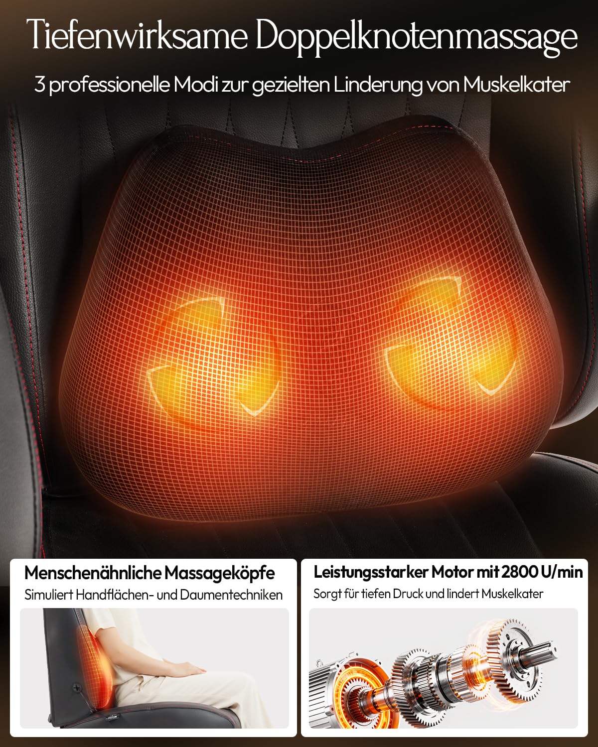 Dowinx Gaming Stuhl mit Massagefunktion, Ergonomisch Gestaltet Gaming Sessel mit Lendenwirbelstütze und Nackenstütze,Gaming Chair bis 135 kg Höhenverstellbar, Leder Geeignet für Erwachsene,Black