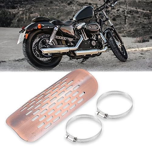 Miniatura 2 de X AUTOHAUX 1 Unidades universal de escape de motocicleta escudo de calor protector de tubo de escape protector silenciador tono cobre