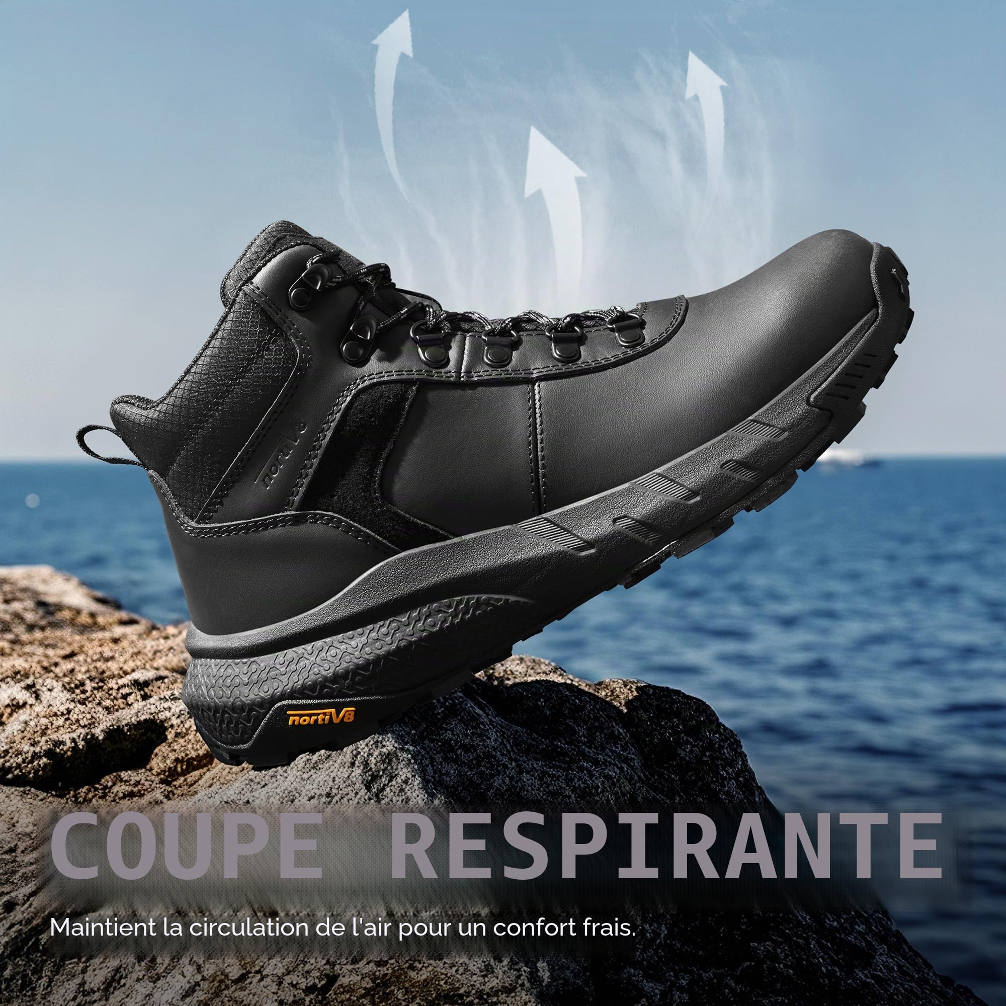 NORTIV 8 Homme Chaussures de Randonnée Imperméables | Rangers Mid Outdoor Marche Trail Bottes, Légers et Confortables, Antidérapantes et Protectrices