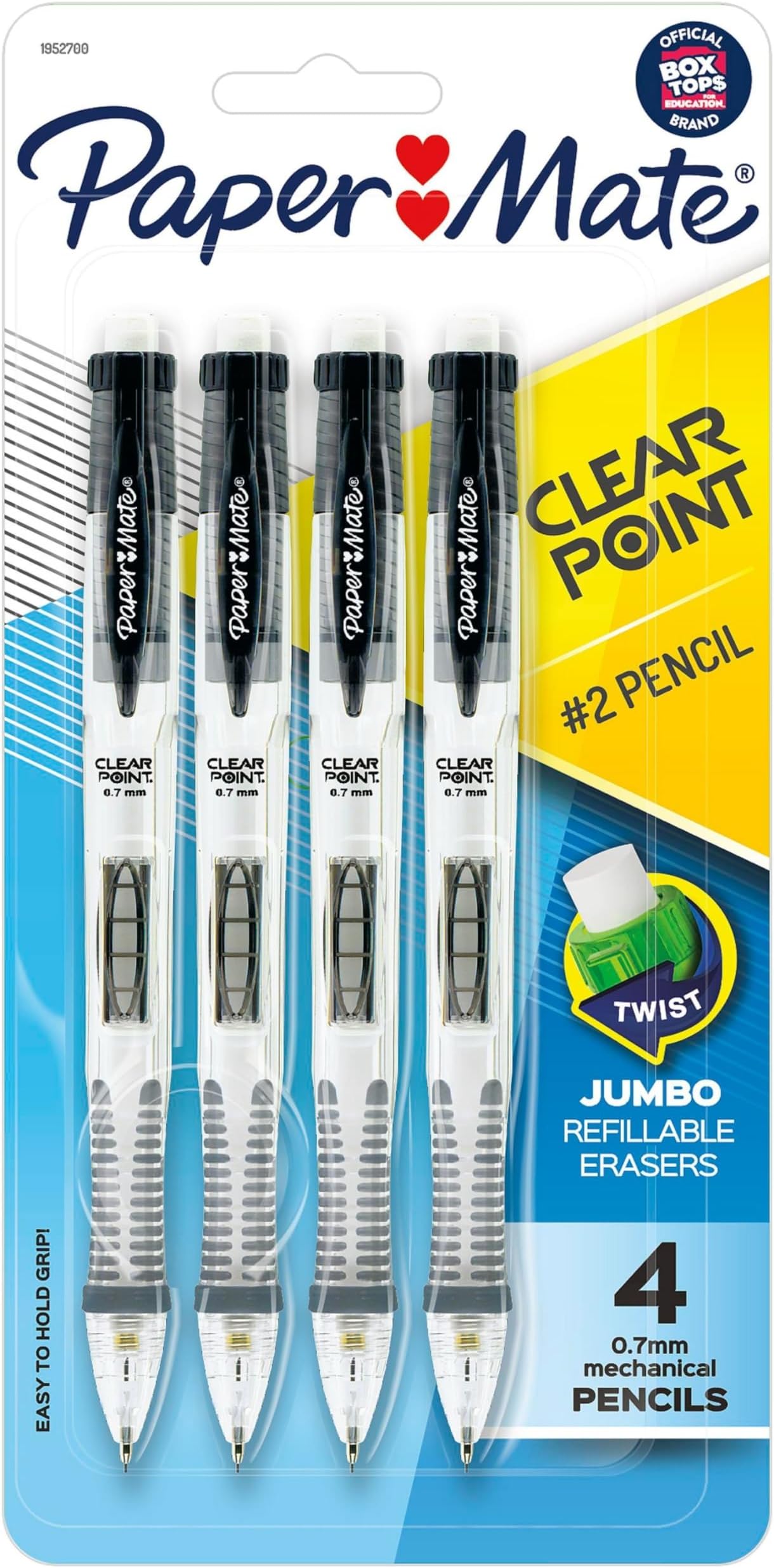 Paper Mate Clearpoint Mechanical Pencils, 0.7mm, HB 2, Black Barrels, 4 Count