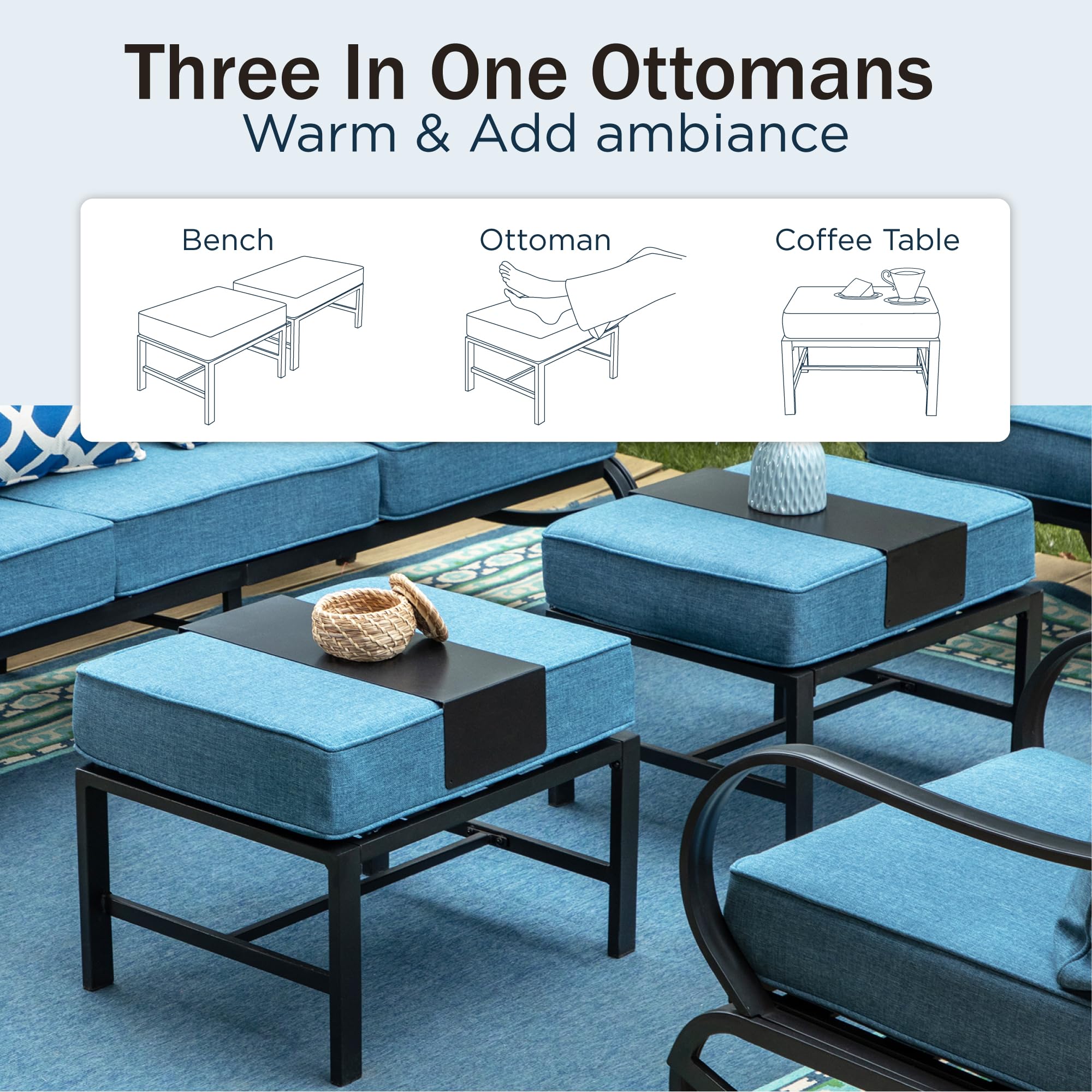 Amazon.com: PHI VILLA 7 PCS Patio Furniture Set,Metal Outdoor