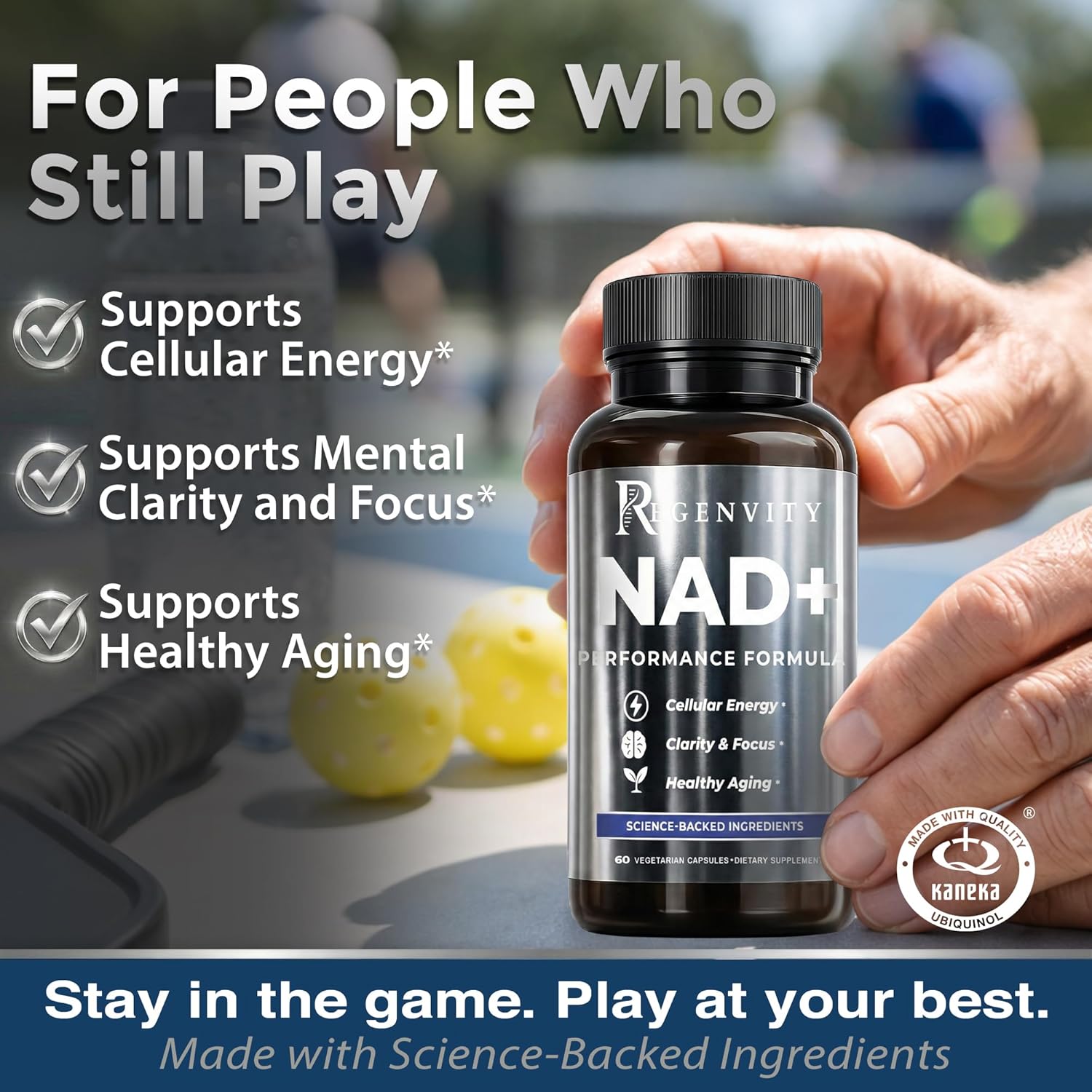 NAD+ Supplement with Kaneka Ubiquinol CoQ10 | 300mg Nicotinamide Riboside NR | Cellular Energy & Healthy Aging for Active Adults 45+ | 60 Capsules