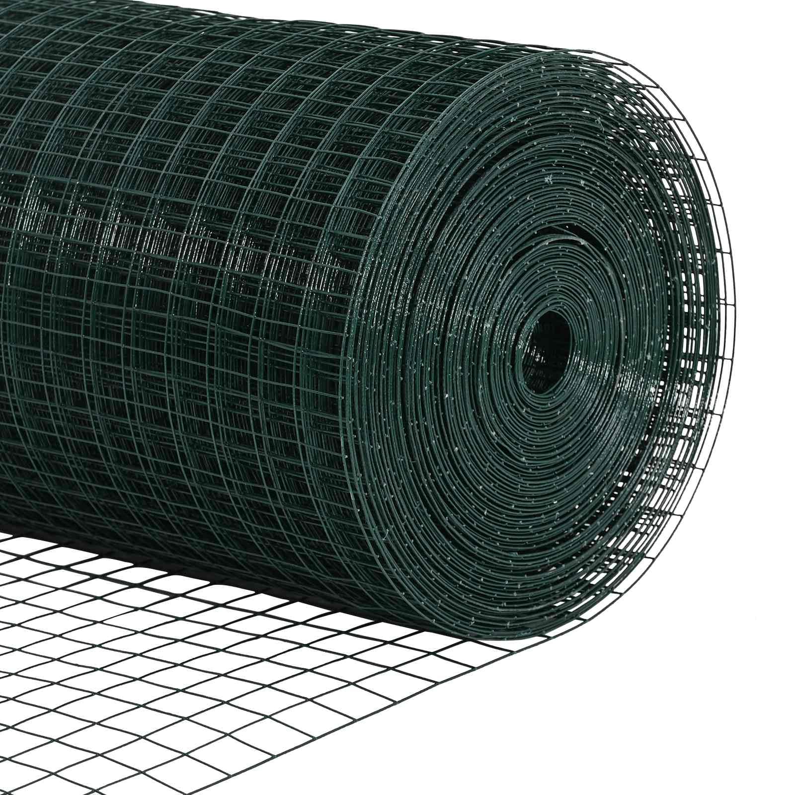 Valla de alambre soldada verde 0,6 x 10 m, valla de metal resistente para jardín, terraza, gallinero, valla de malla de alambre resistente a la intemperie como barrera animal