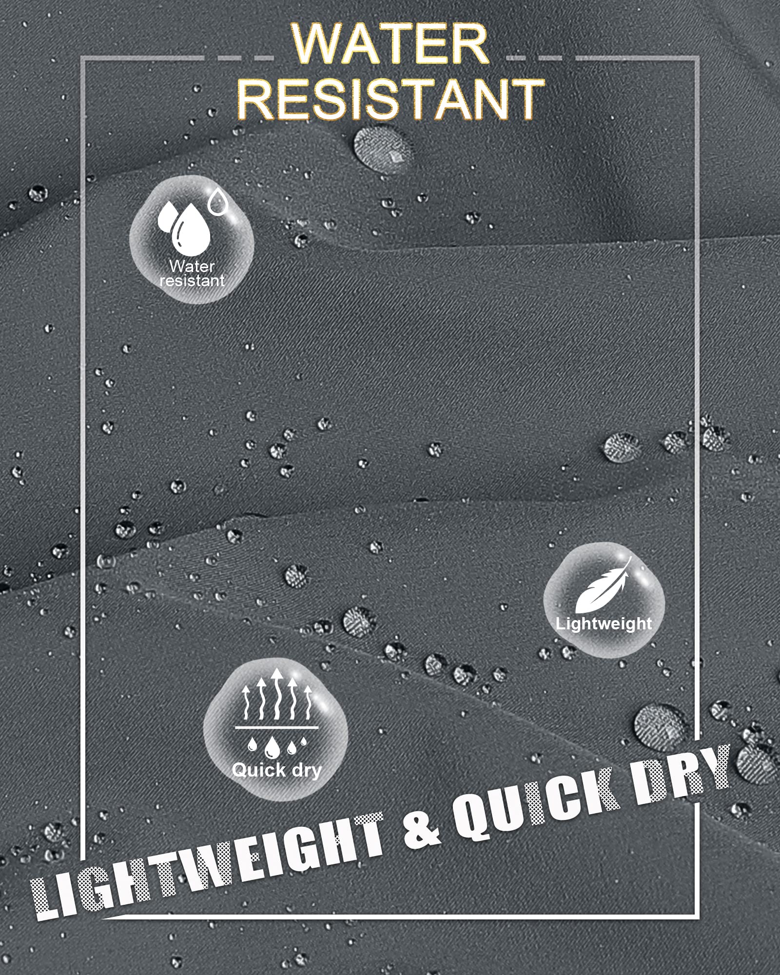 33,000ft Men's Golf Pants with 5 Pockets Classic-Fit Stretch Quick Dry Lightweight UPF 50+ Hiking Pants Grey