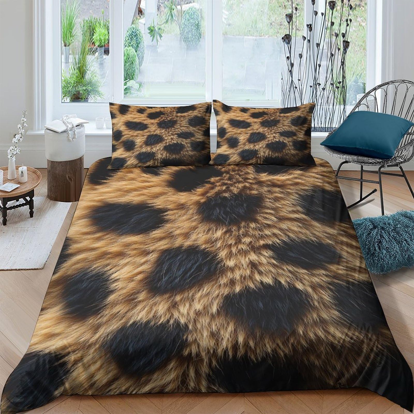 Ctjqhvkz Style-8 3D Printed Leopard Fur Fitted Sheet Microfiber Soft Anti-Slip Animal Pattern Bed Cover For Bedroom Guest Room Decor Single（135X200cm）