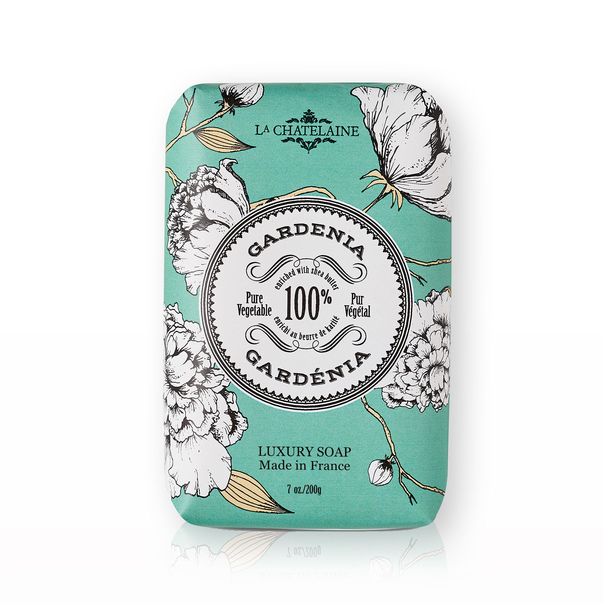 La Chatelaine Luxury Bar Soap | Natural Shea Formula | 7 oz (Gardenia, 7 oz)