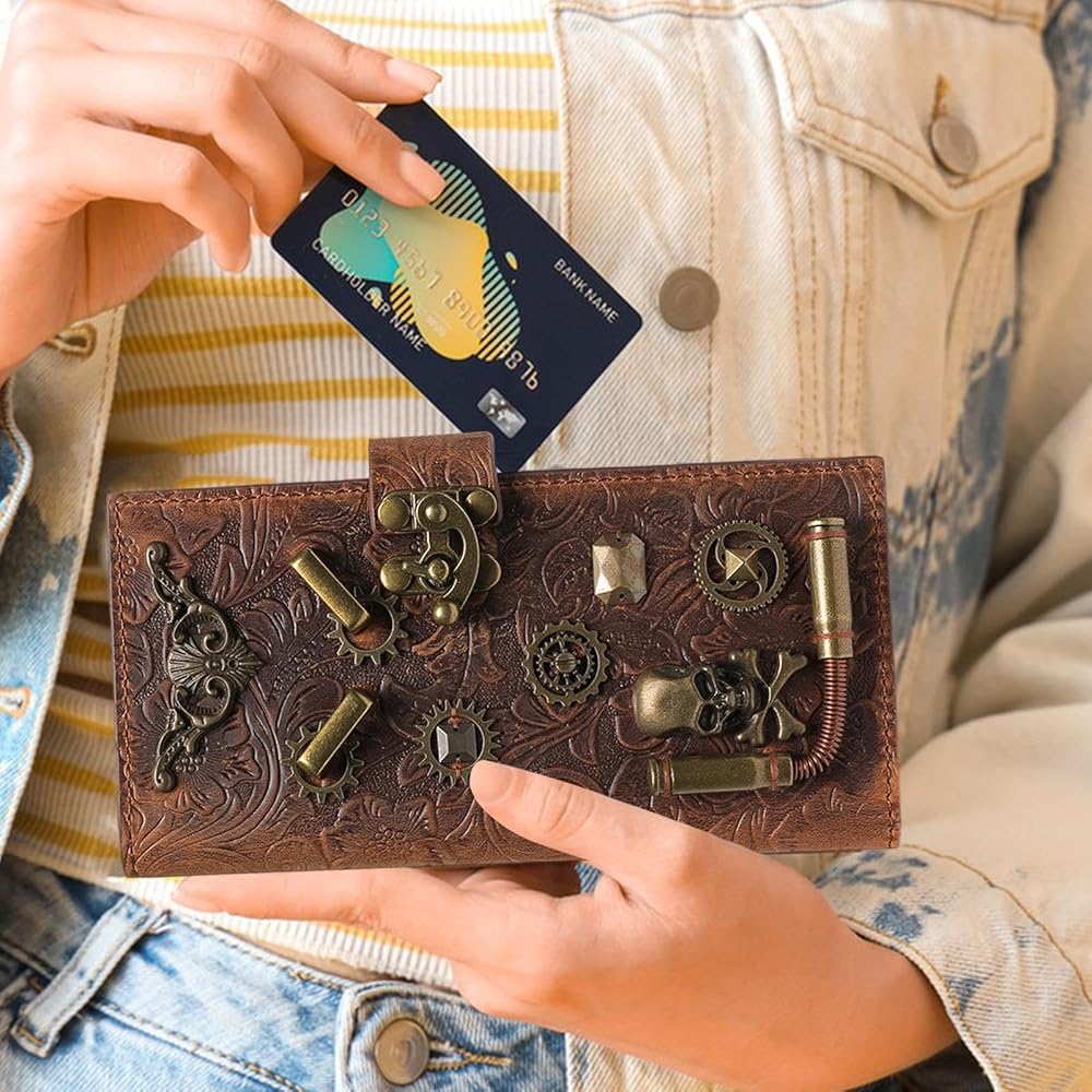 Amazon | スチームパンク財布 - レトロなマネークリップ財布