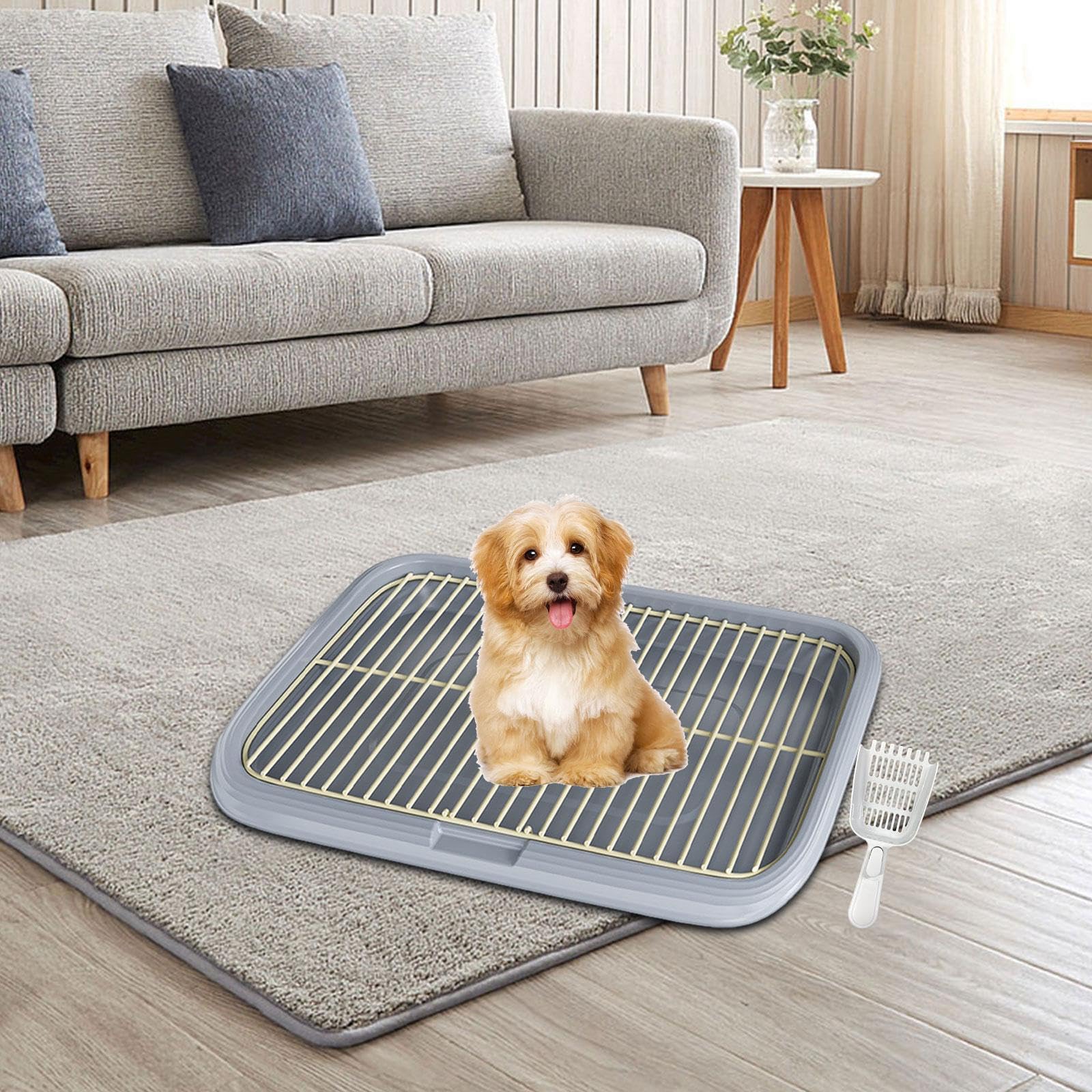 Entrenamiento para Perros con Bandeja para el baño innovadora Que Mantiene el Espacio Interior y Exterior Fresco Mientras los Perros están, Gris, SG