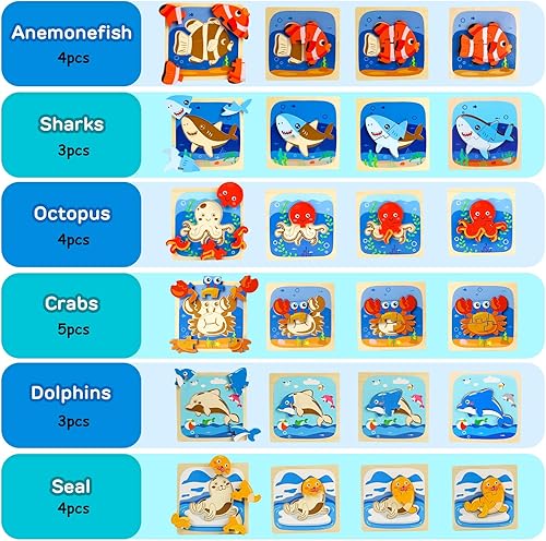 Miniatura 4 de TOY Life Rompecabezas para niños de 2 a 4 años, rompecabezas de madera para niños pequeños de 1 a 3 años, rompecabezas de 8 piezas para niños de 2 a