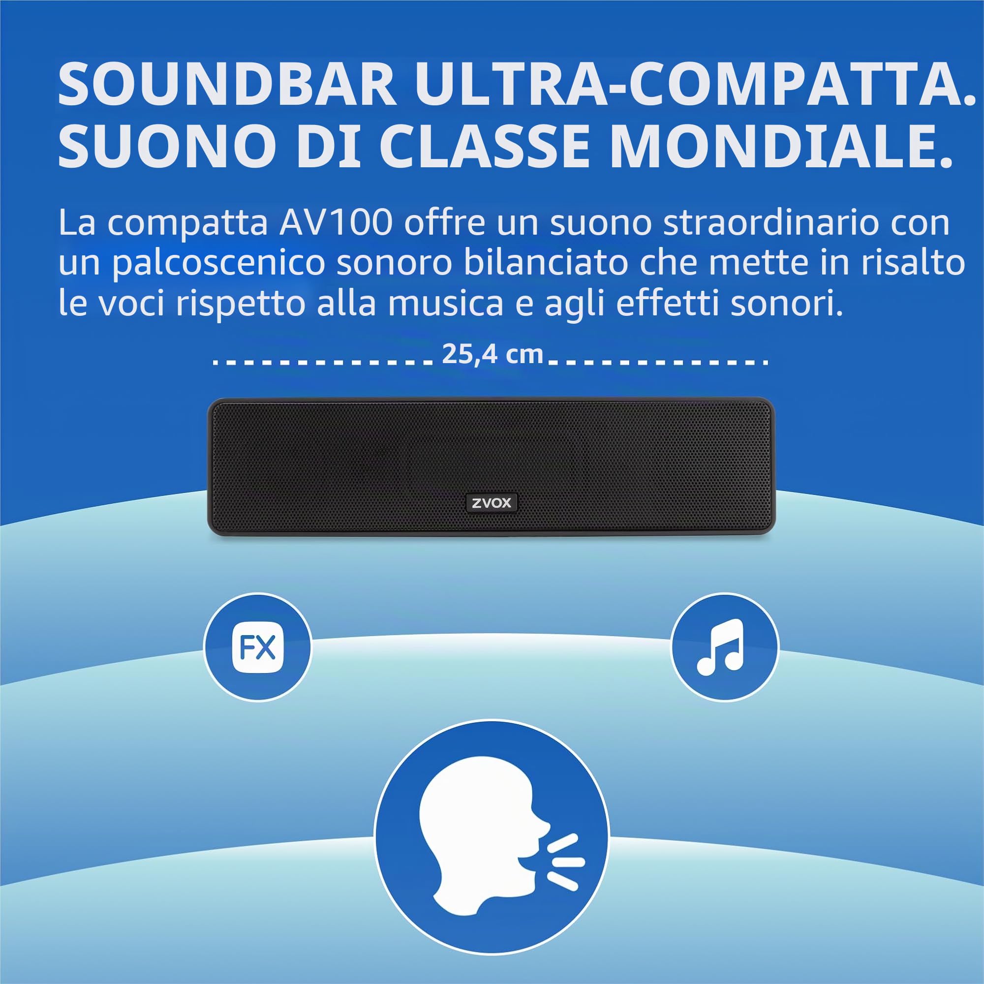 ZVOX AccuVoice AV100 Altavoz Compacto Con Barra De Sonido Para TV Con 6 Niveles De Refuerzo De Voz Espresso ZVOX AccuVoice AV100 Altavoz Compacto Con Barra De Sonido Para TV Con 6 Niveles De Refuerzo De Voz Espresso