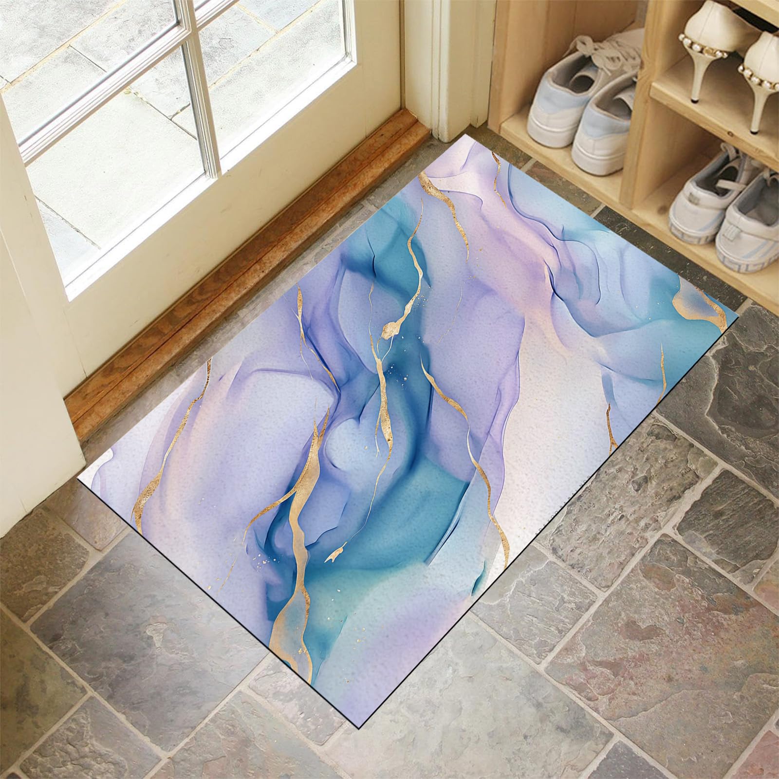 Tapis de porte 40x60cm en marbre feuille d'or antidérapant