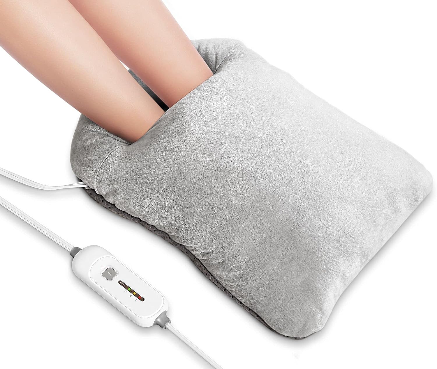 Electric Heated Foot Warmers for Women and Men | Fast Heating Pad Foot Warmers for Bed and Under Desk | 3 Temperature Setting | Machine-Washable and Anti-Slip Sole | Auto-Off | 18”×14” | Gray