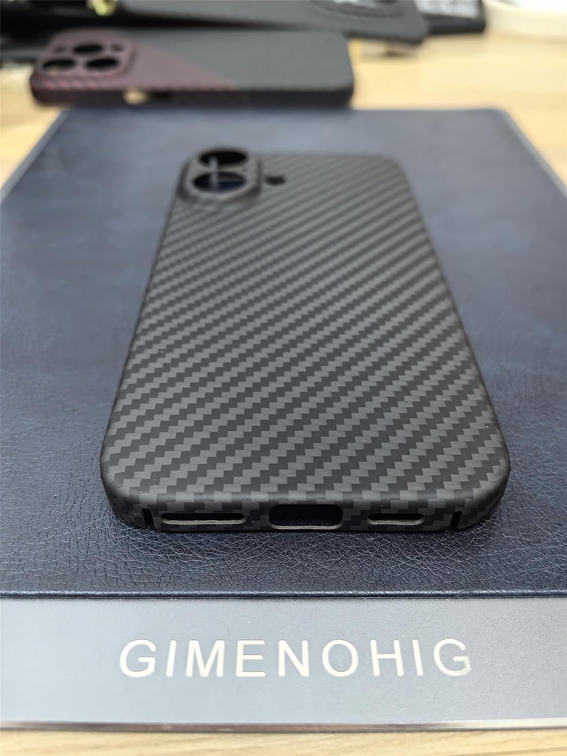 Ultra Thin and Lightweight Aramid Carbon Fiber Case for Apple iPhone 16 Plus Black