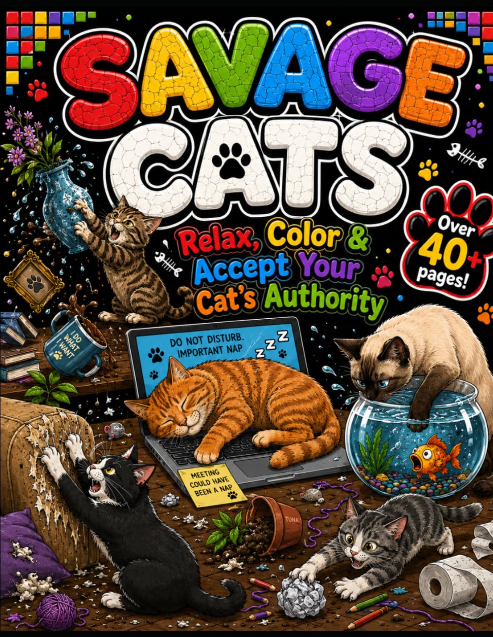 Savage Cats: Relax, Color & Accept Your Cats Authority (The Savage Stress Relief Coloring Series)